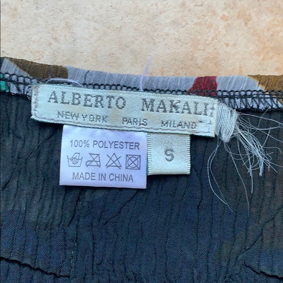 Alberto Makali Floral Crinkle Sequin Blouse Small - Picture 3 of 5